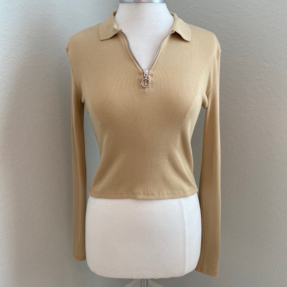 TOPSHOP Ribbed Long-sleeve Polo - Picture 5 of 11